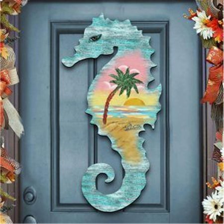 CLEAN CHOICE Seahorse Vintage Art on Board Wall Decor CL1770853